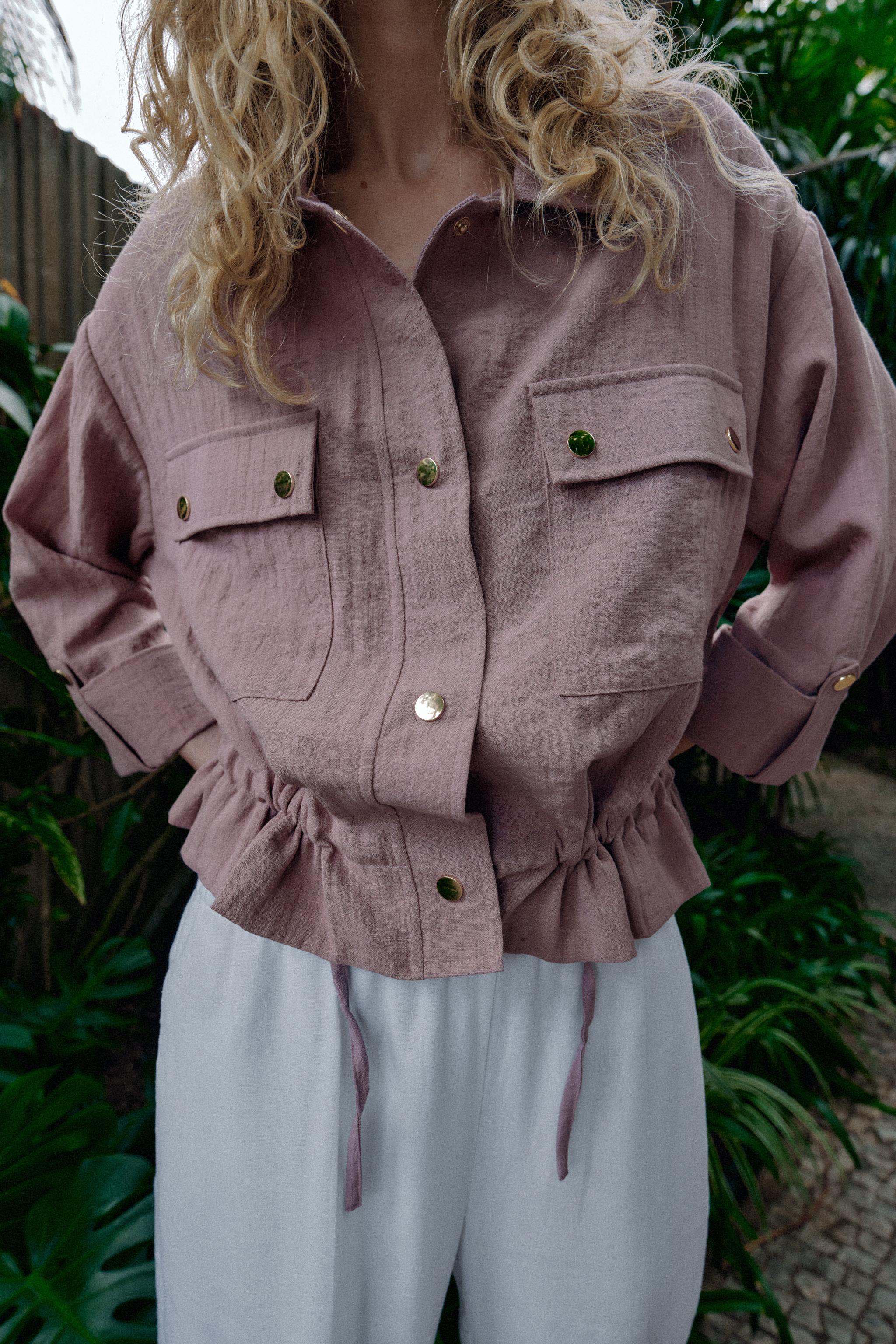 CROPPED ROLLED-SLEEVE JACKET